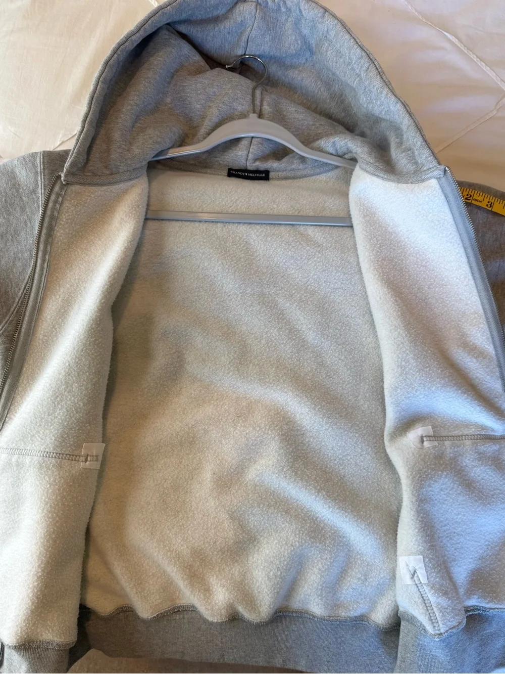 Brandy Melville Heather Gray Full-Zip Hooded Sweatshirt A4